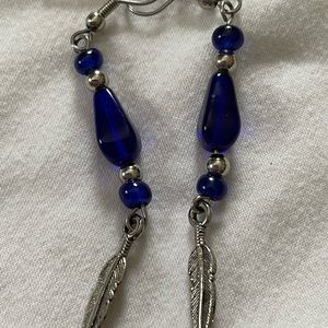 Blue glass dangle earrings